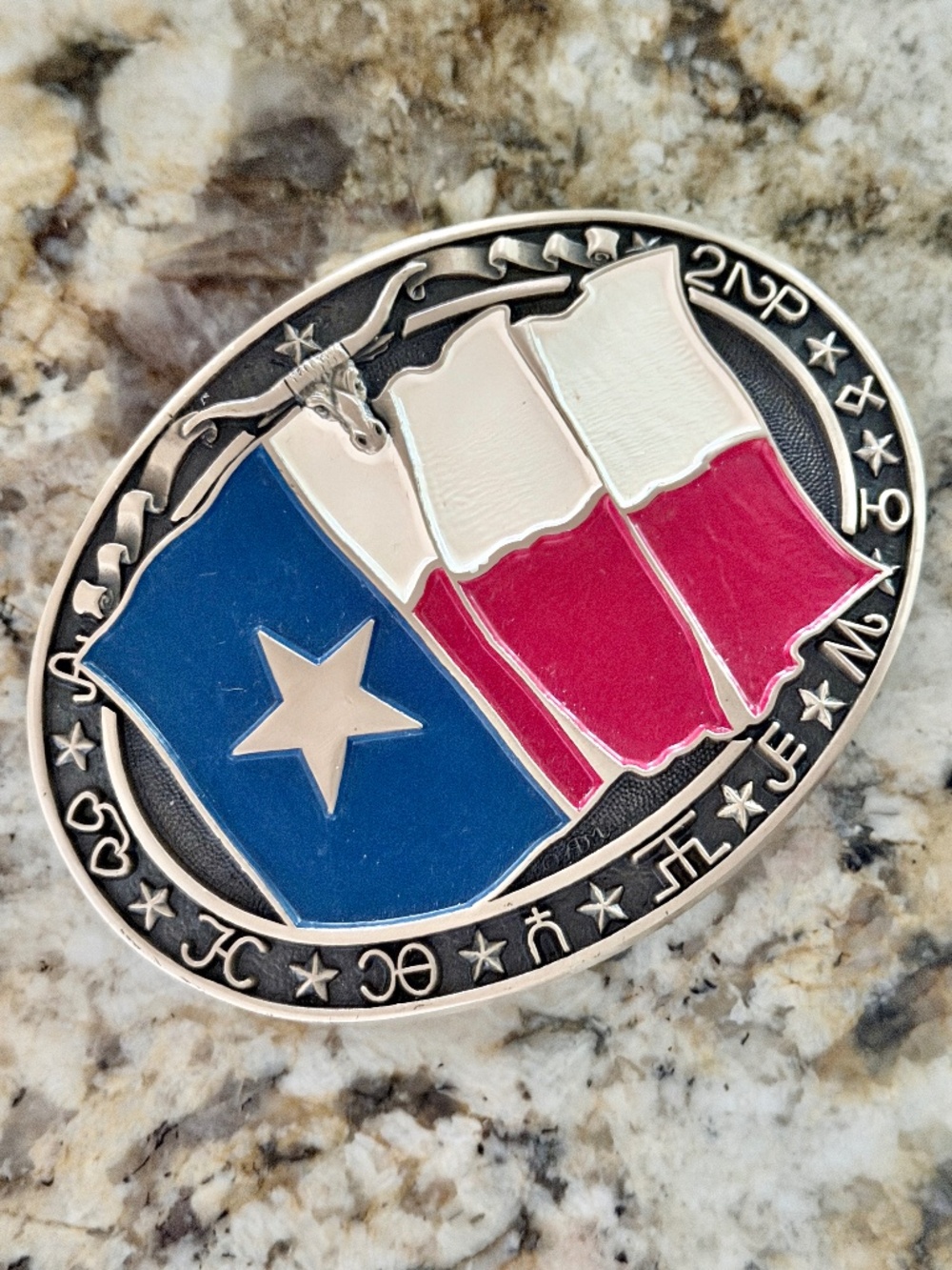 AWARD DESIGN MEDALS | Vintage First Edition Texas Flag Solid Brass Belt Buckle